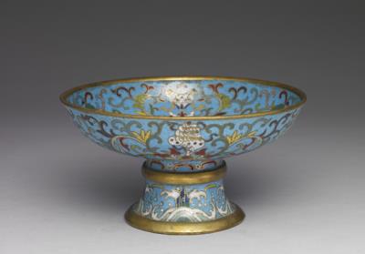 图片[2]-Stem dish with the eight auspicious symbols in cloisonne enamels, Qing dynasty, 18th century-China Archive